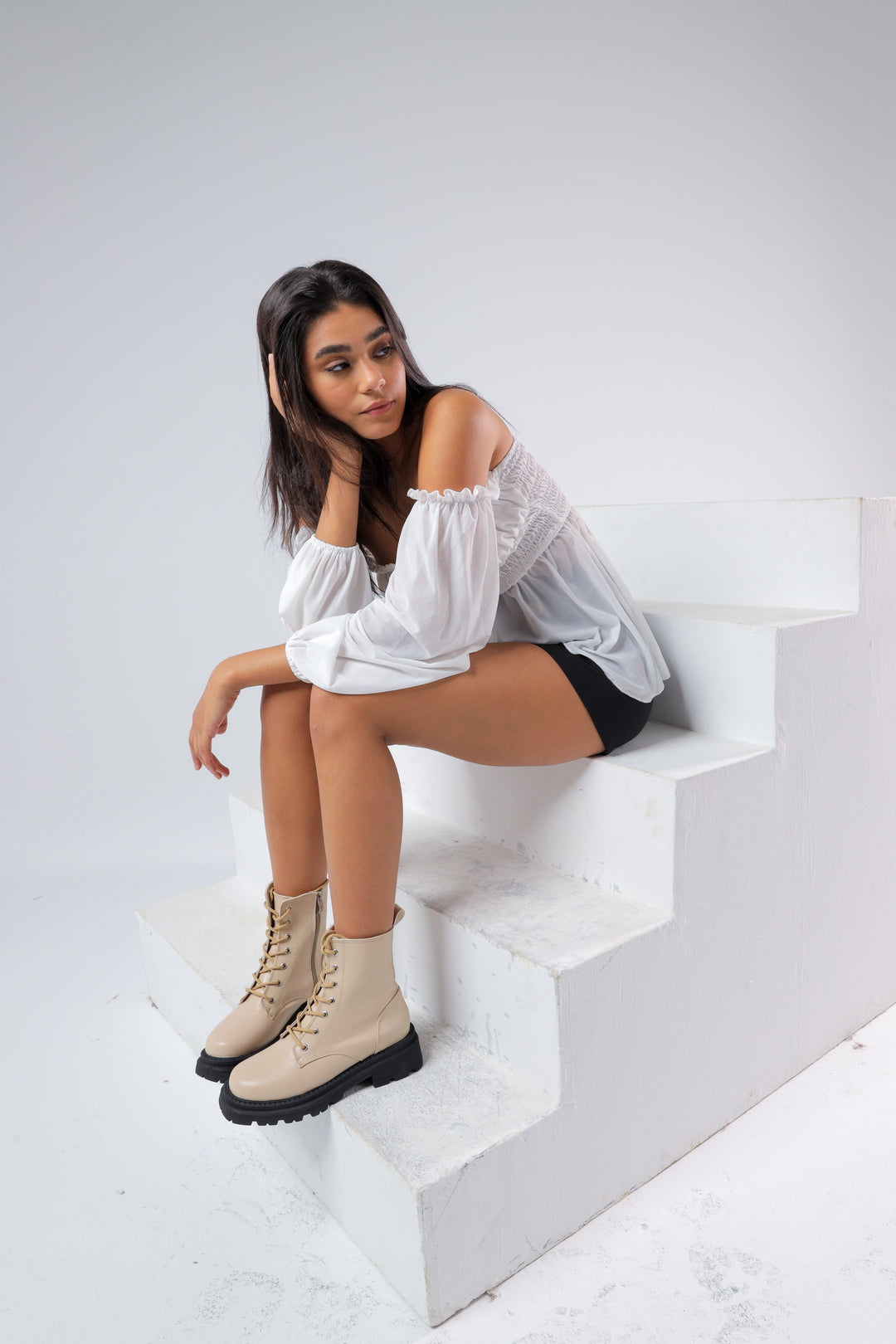 Beige Eclipse Combat Boots