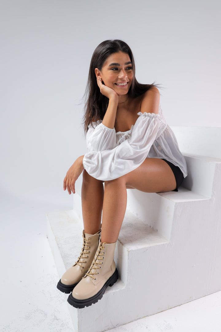 Beige Eclipse Combat Boots