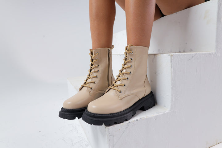 Beige Eclipse Combat Boots