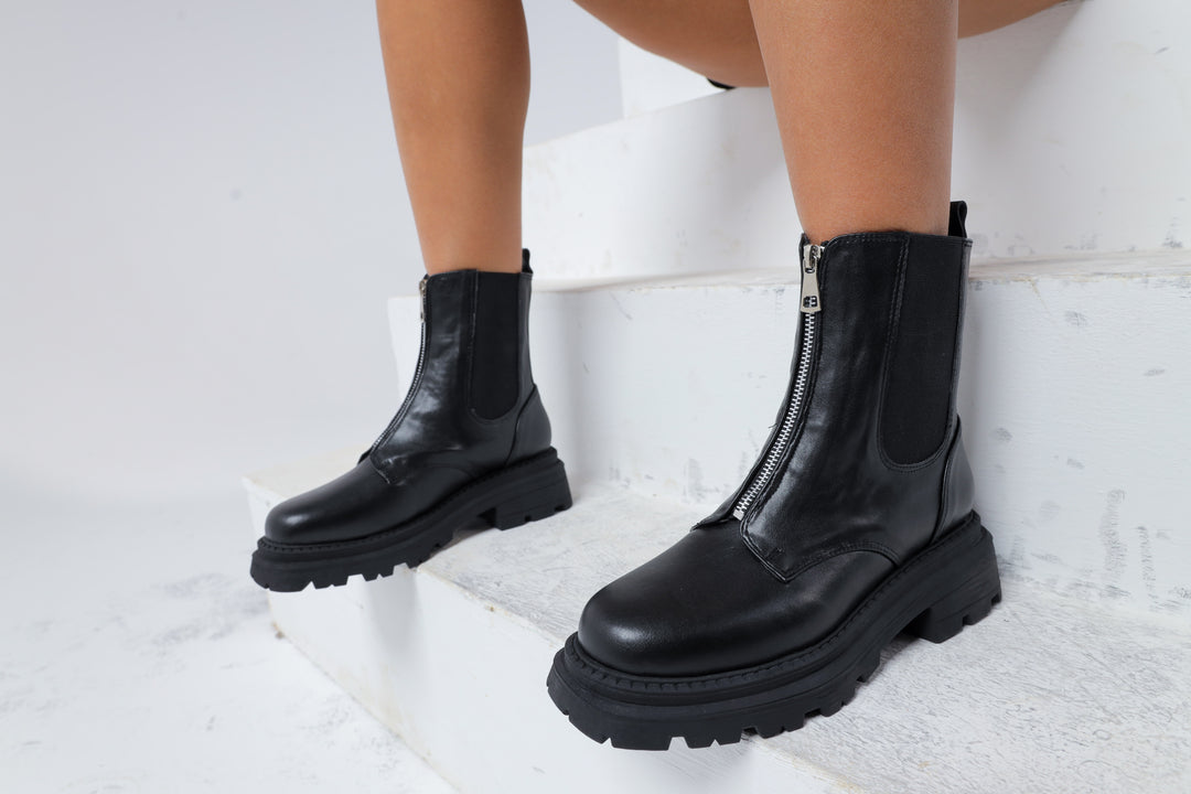 Black Zipper Eclipse Combat Boots