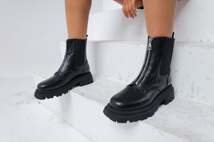 Black Zipper Eclipse Combat Boots