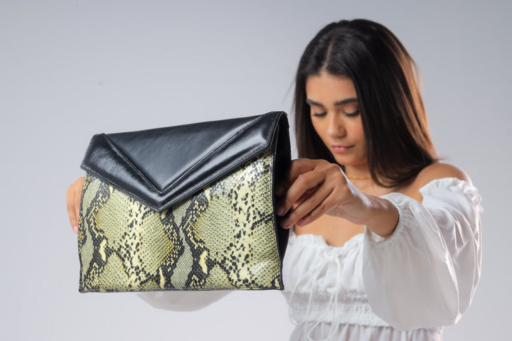 Sleek Serpent Clutch Bag - Snake Printed