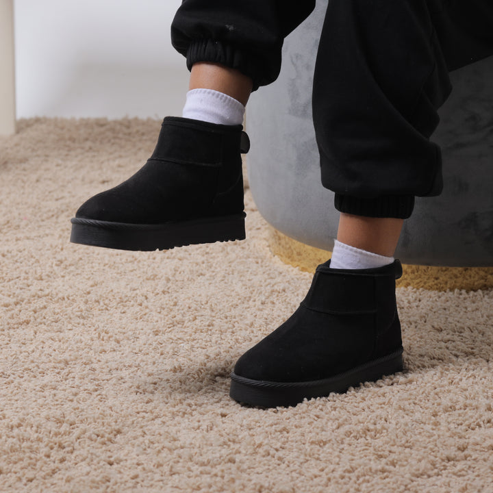 Cozy Ankle Boots on Soft Carpet - Black