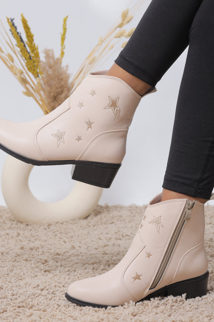 Galaxy Glimmer Booties - Beige