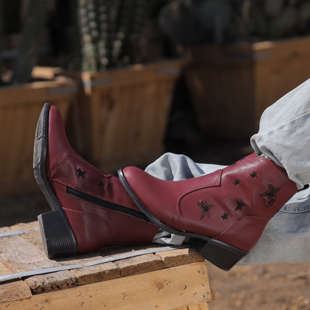 Galaxy Glimmer Booties - Maroon