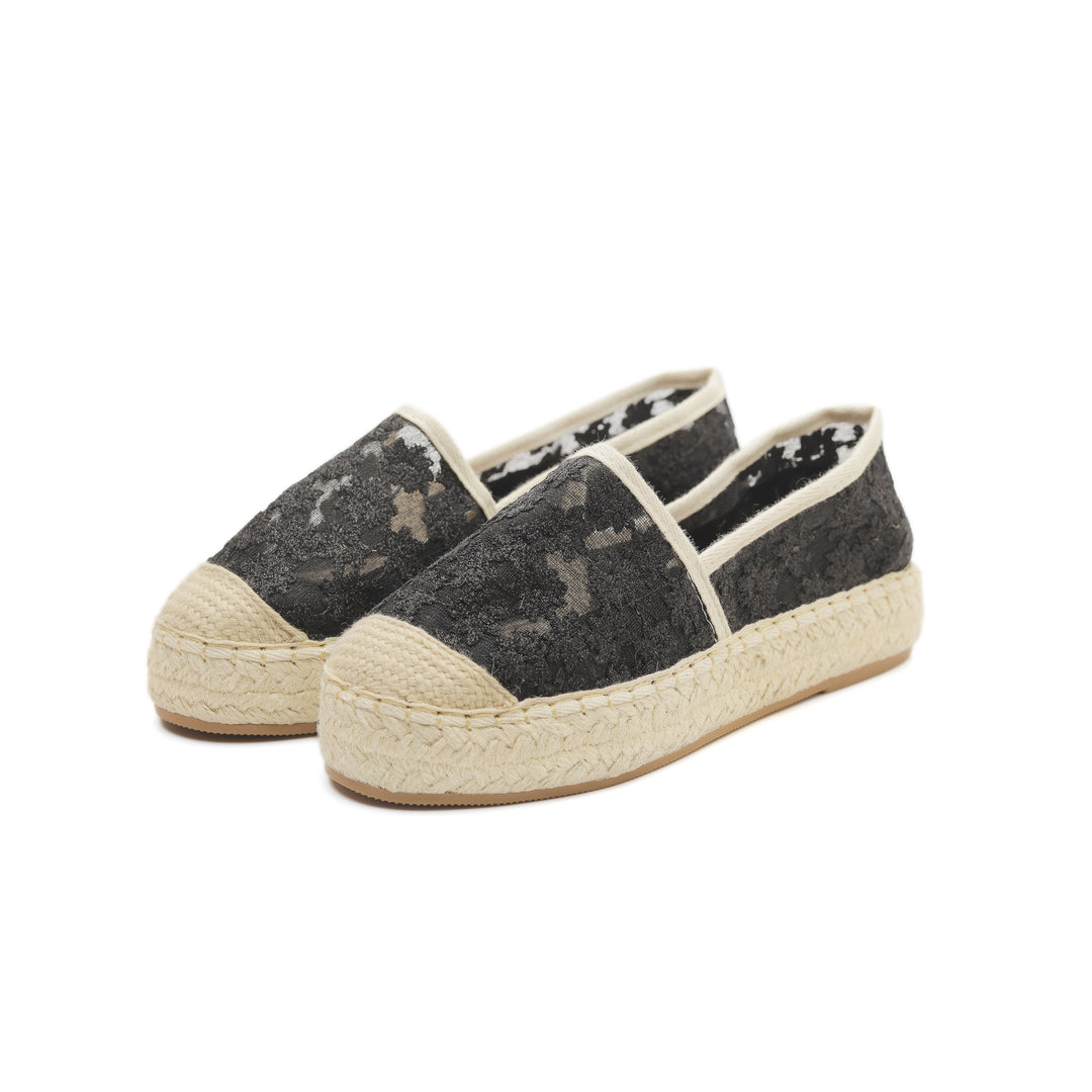 Blossom Petal Espadrilles Black