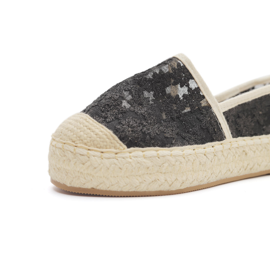 Blossom Petal Espadrilles Black