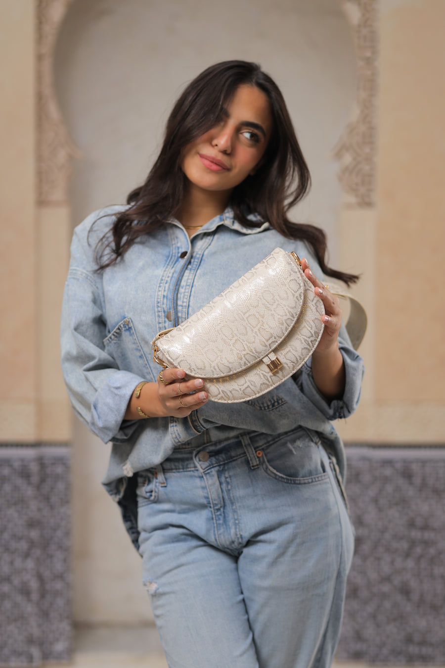 Golden Pearl Satchel Bag