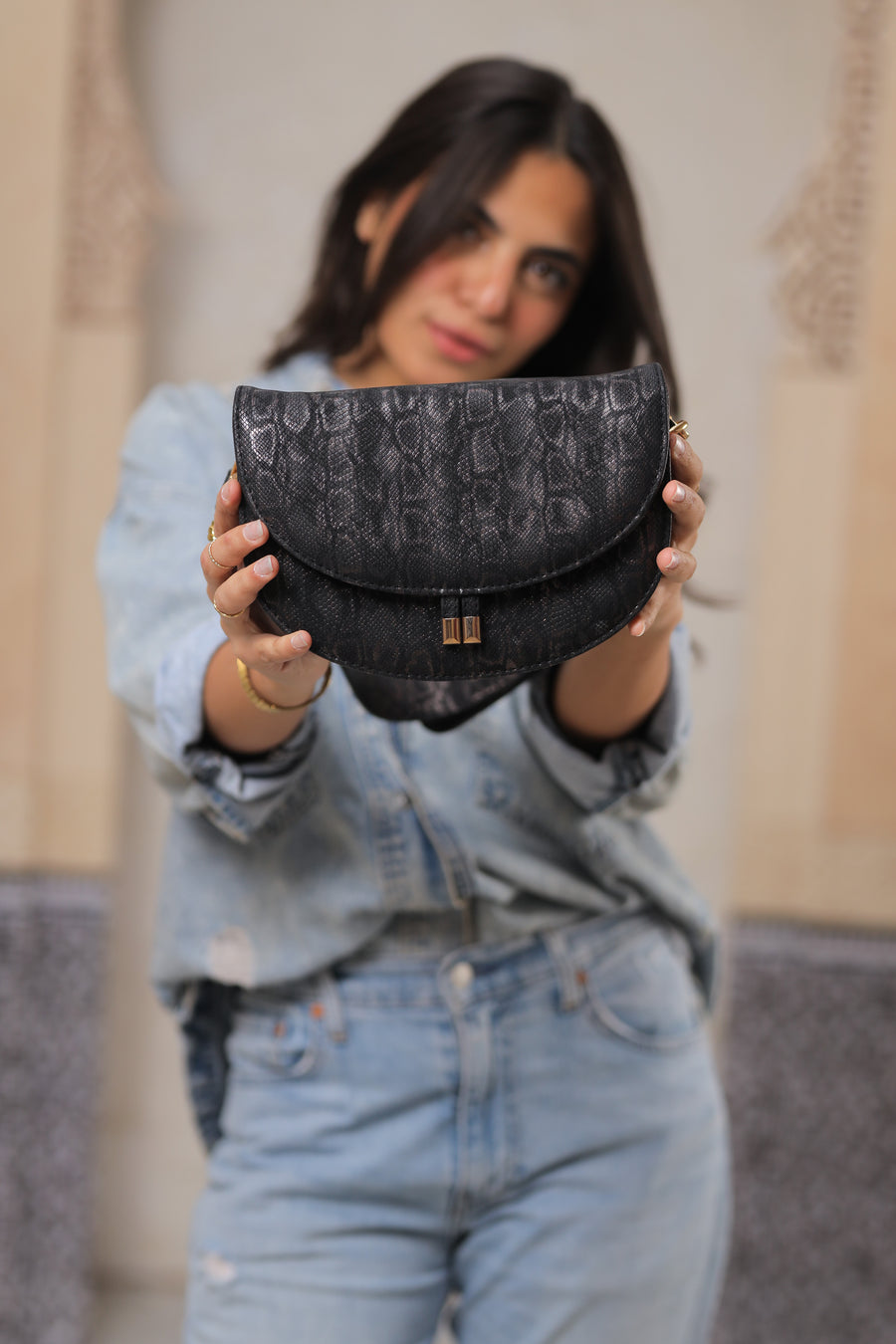 Noir Chic Satchel Bag