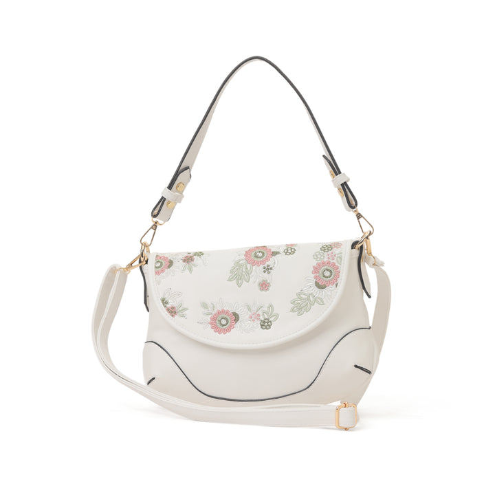 Floral Elegance Crossbody Bag White