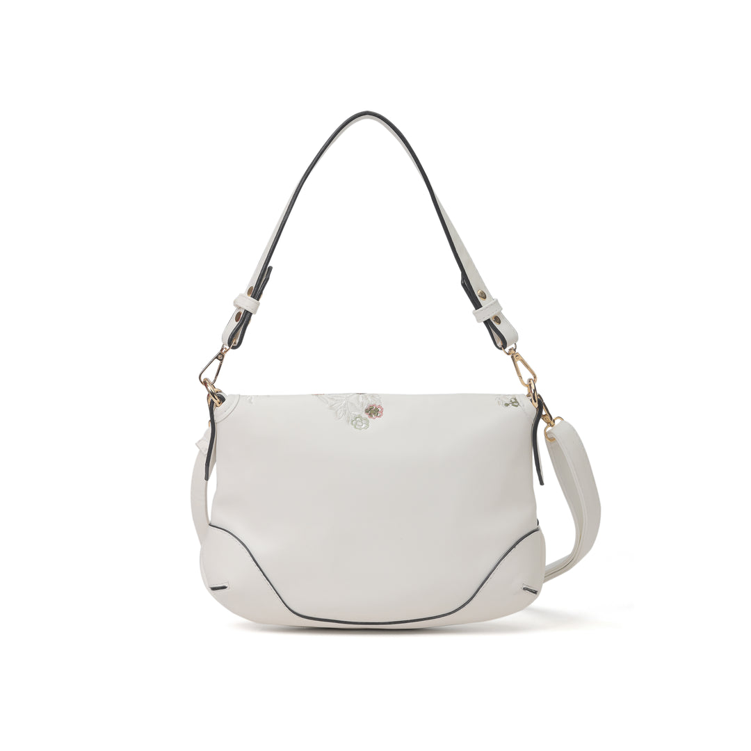 Floral Elegance Crossbody Bag White