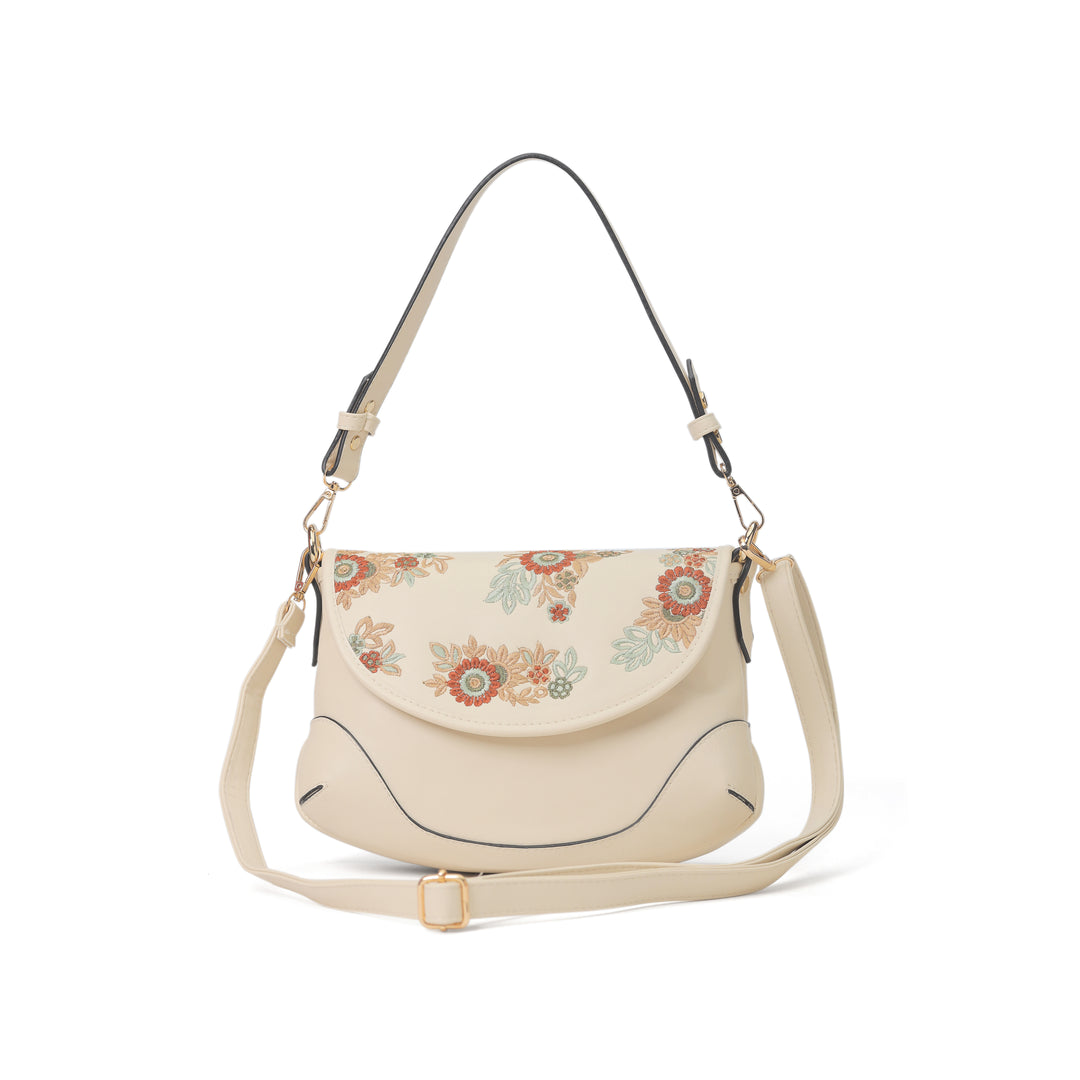 Floral Elegance Crossbody Bag Beige