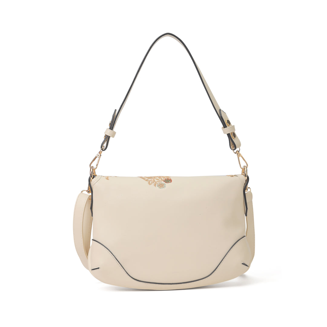 Floral Elegance Crossbody Bag Beige