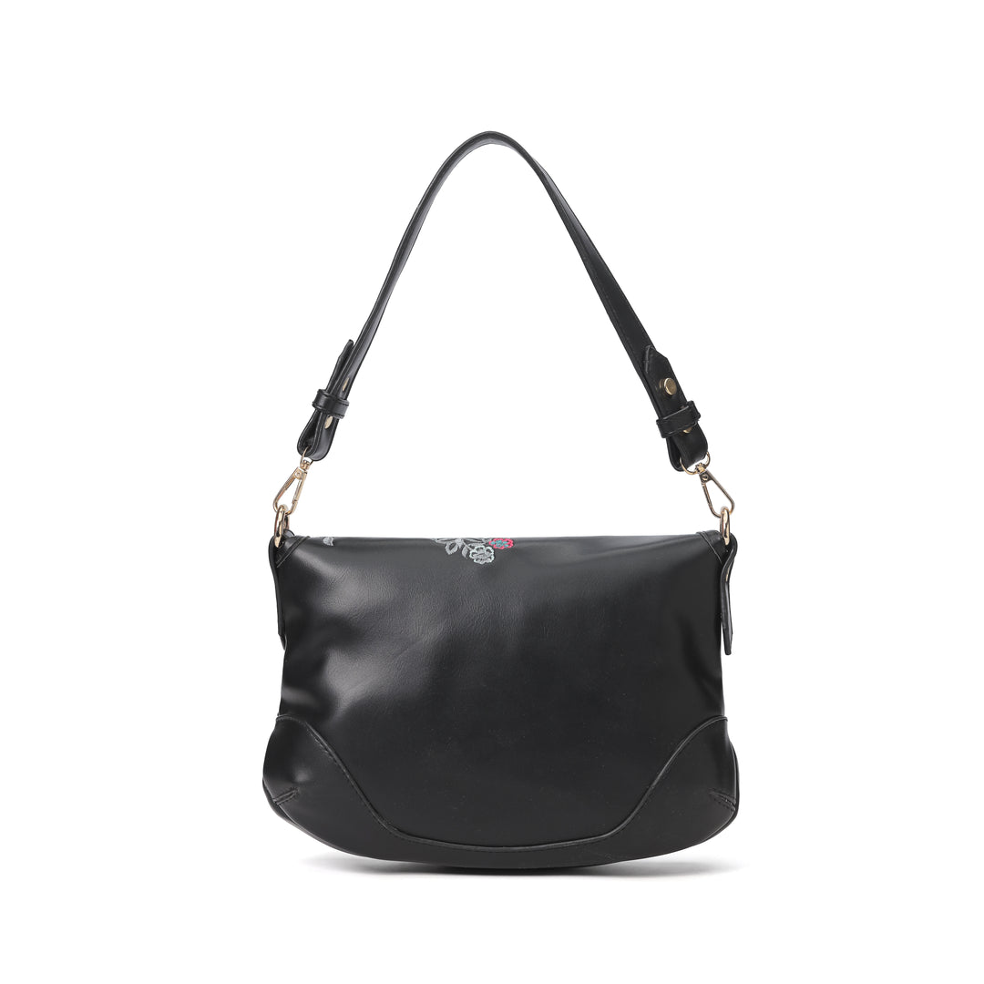 Floral Elegance Crossbody Bag Black