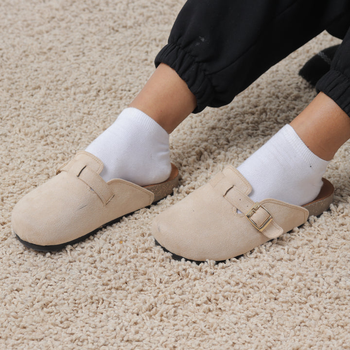 Comfy Soft Footbed Women Clogs - Beige