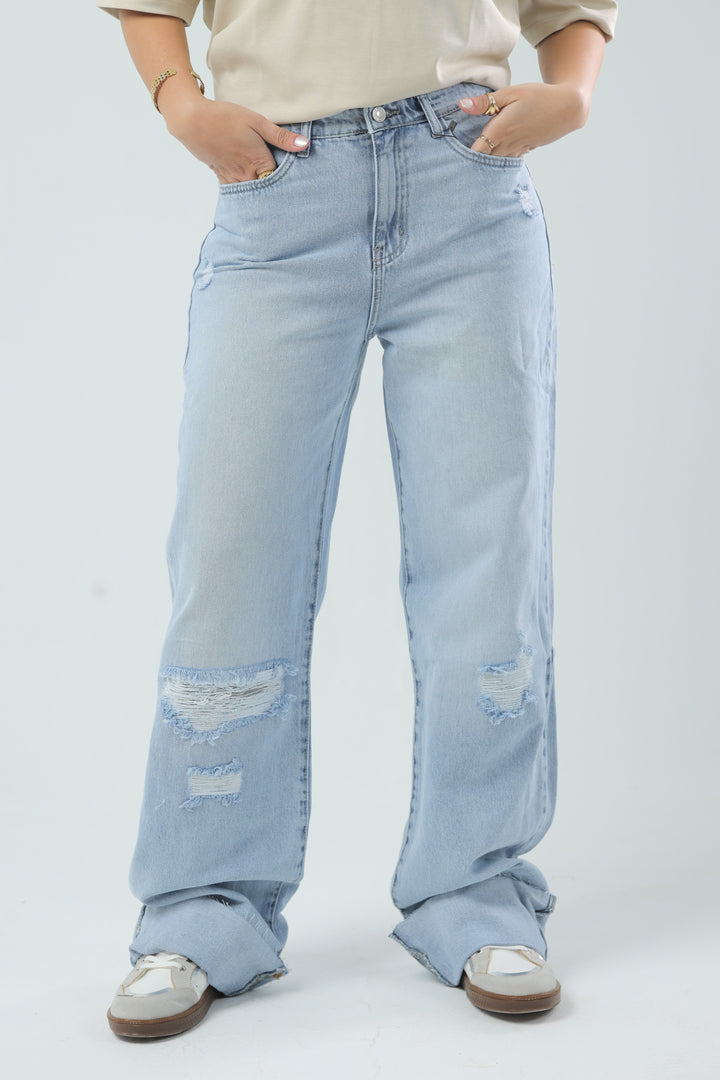 Wide Leg Fit Denim Light Blue Wash