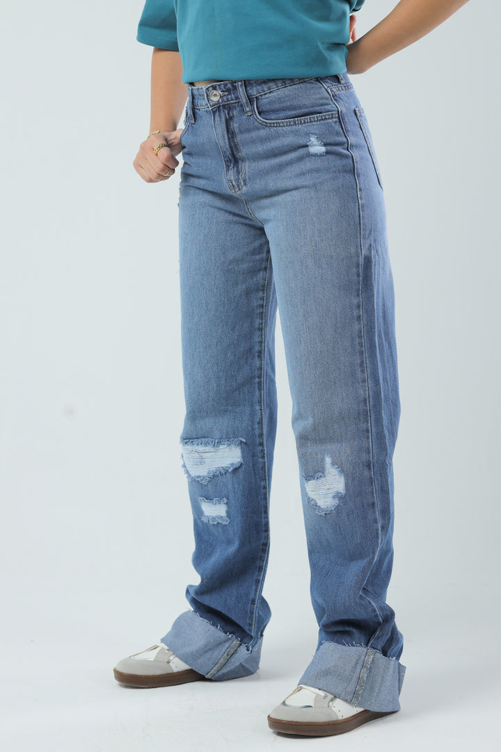 Wide Leg Fit Denim Medium Blue Wash