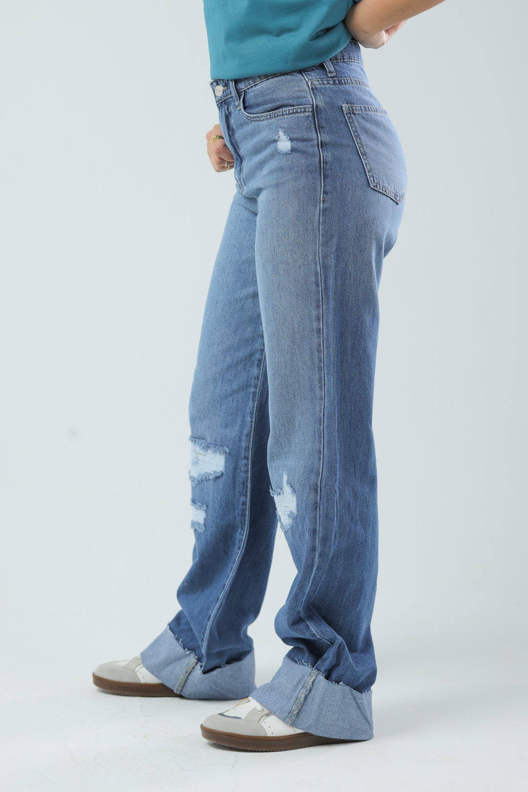 Wide Leg Fit Denim Medium Blue Wash