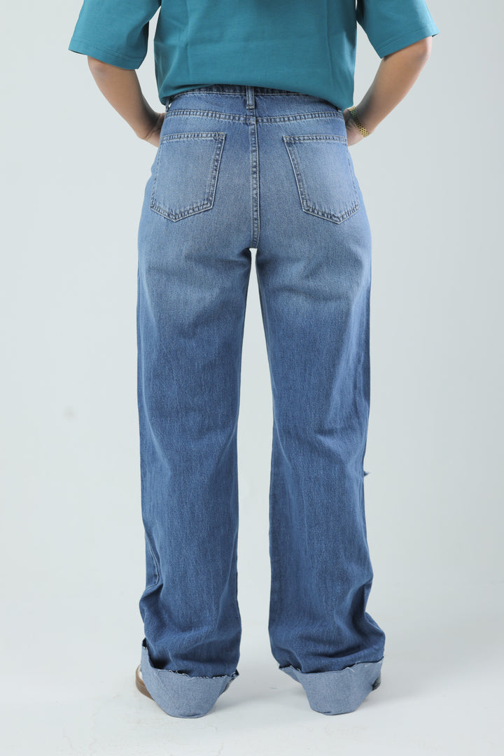 Wide Leg Fit Denim Medium Blue Wash