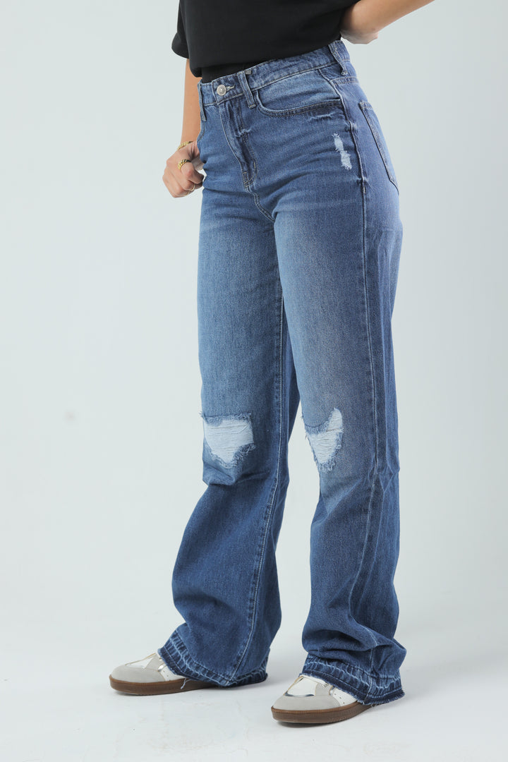 Wide Leg Fit Denim Dark Blue Wash