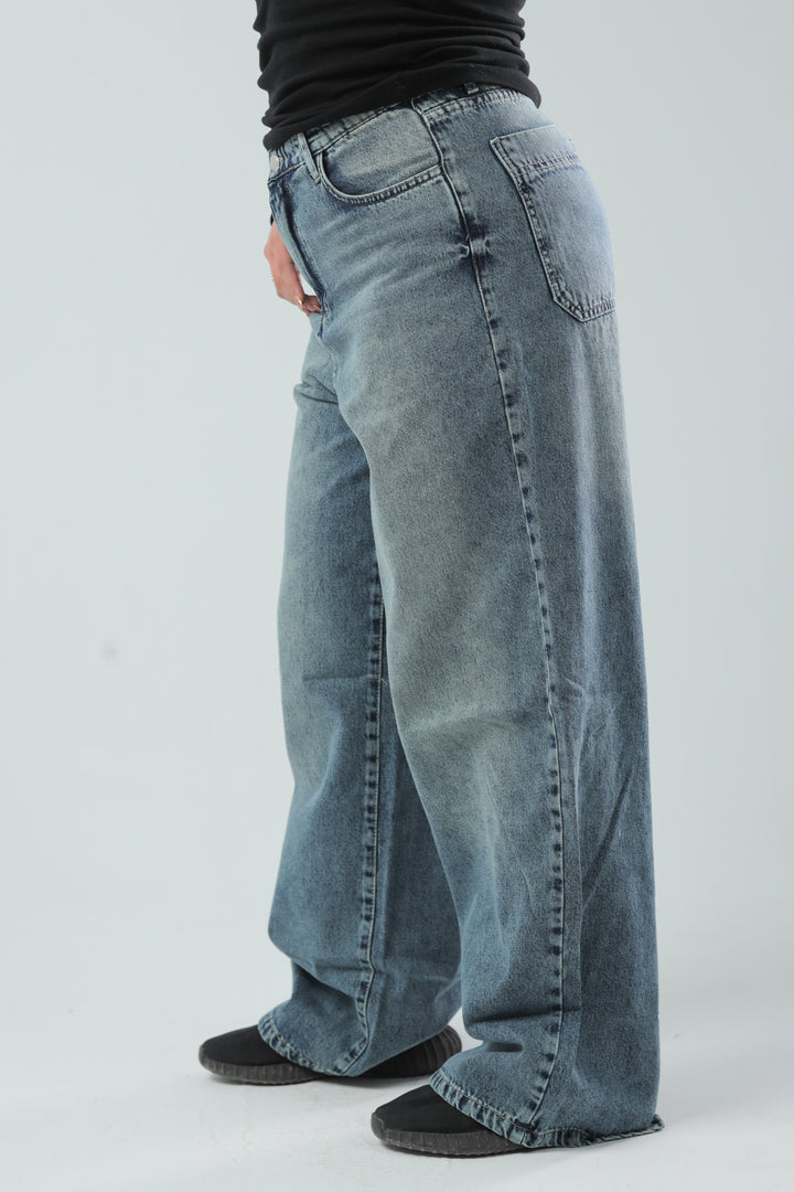 Classic Wide-Leg Denim Ash Blue