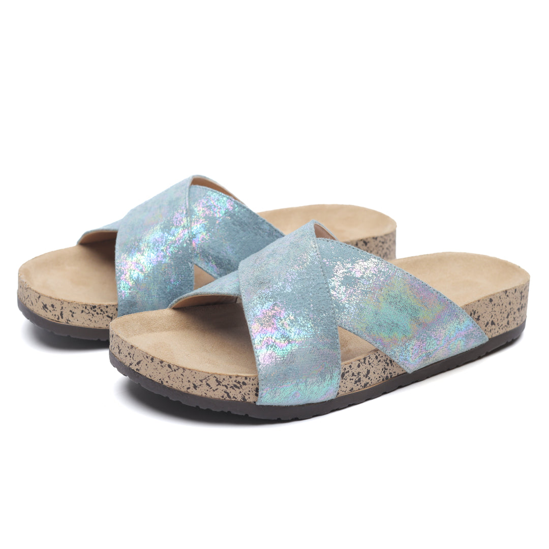 Radiant Metallic Babyblue Slides