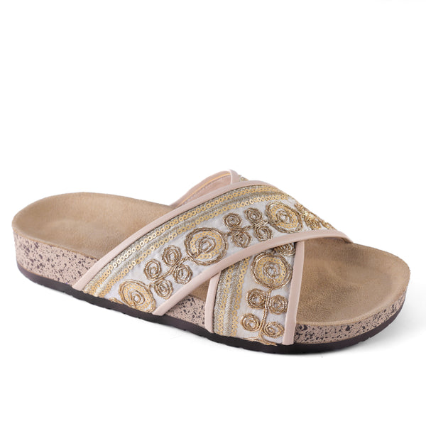 Glimmering Oasis Slide Sandals