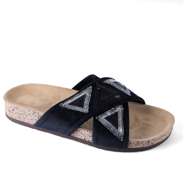 Glimmering Triangle Slide Sandals