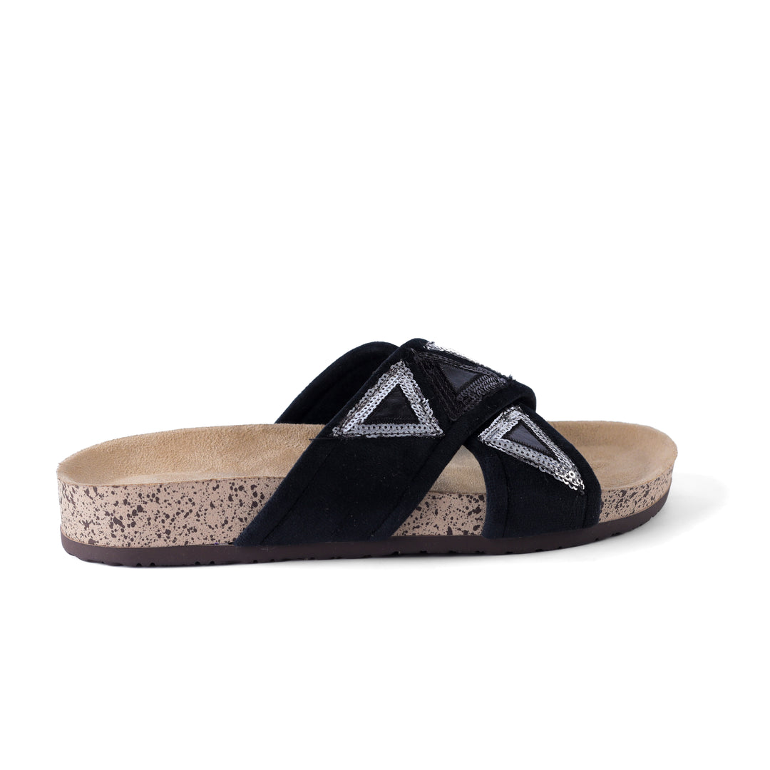 Glimmering Triangle Slide Sandals