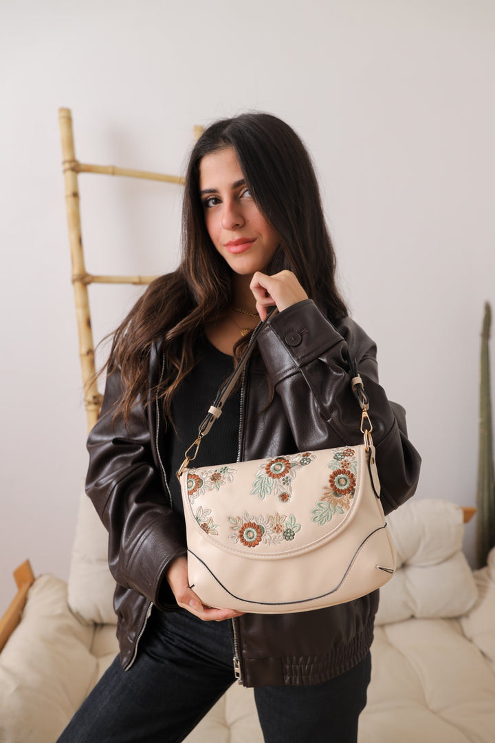 Floral Elegance Crossbody Bag Beige