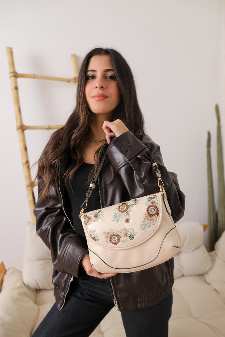 Floral Elegance Crossbody Bag Beige