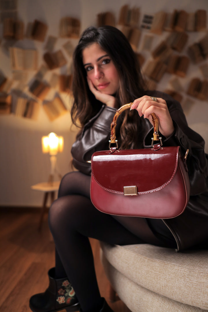 Verne Maroon Cross bag with Handles