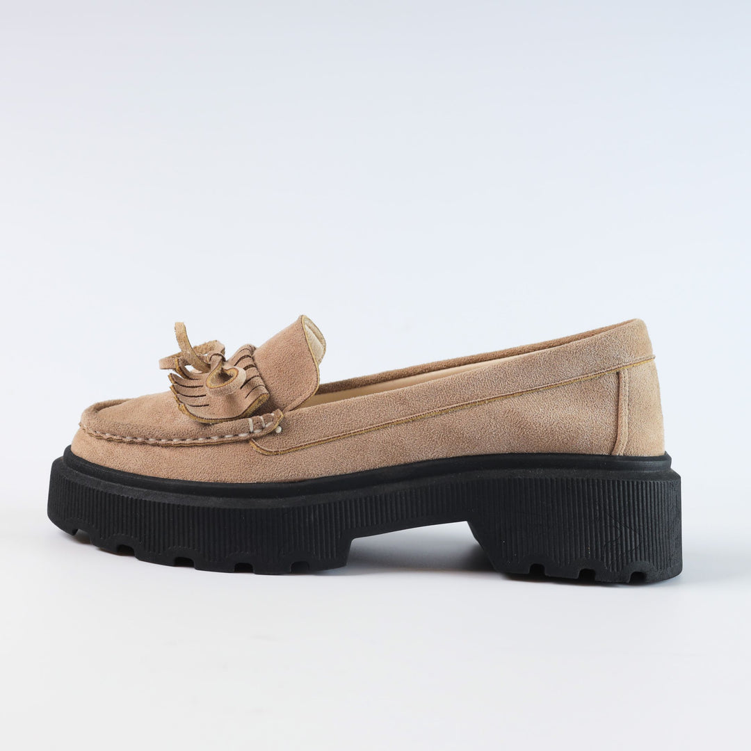 Quality Suede Chunky Loafers - Beige