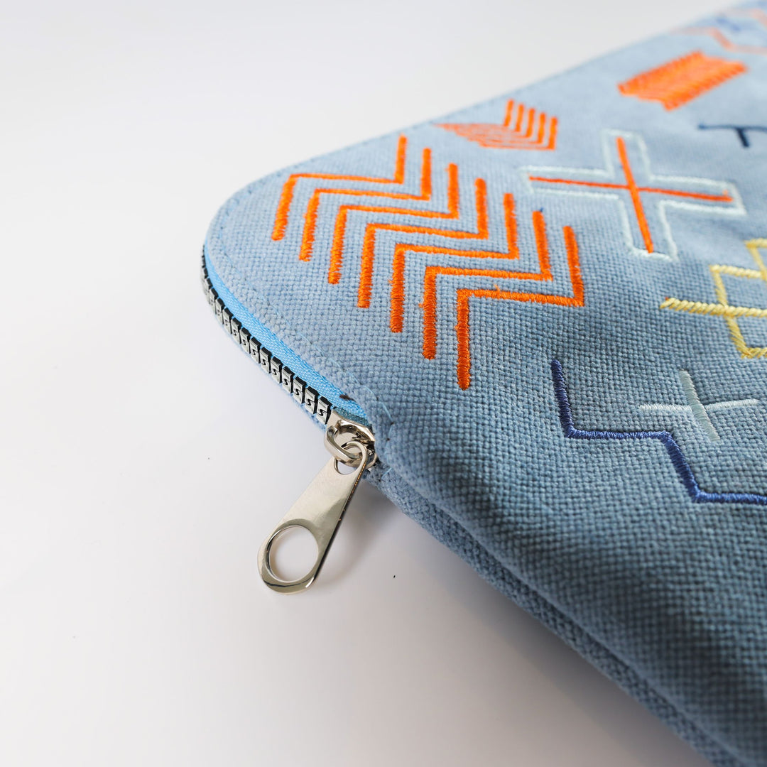 Embroidered Pattern Laptop Sleeve - Babyblue