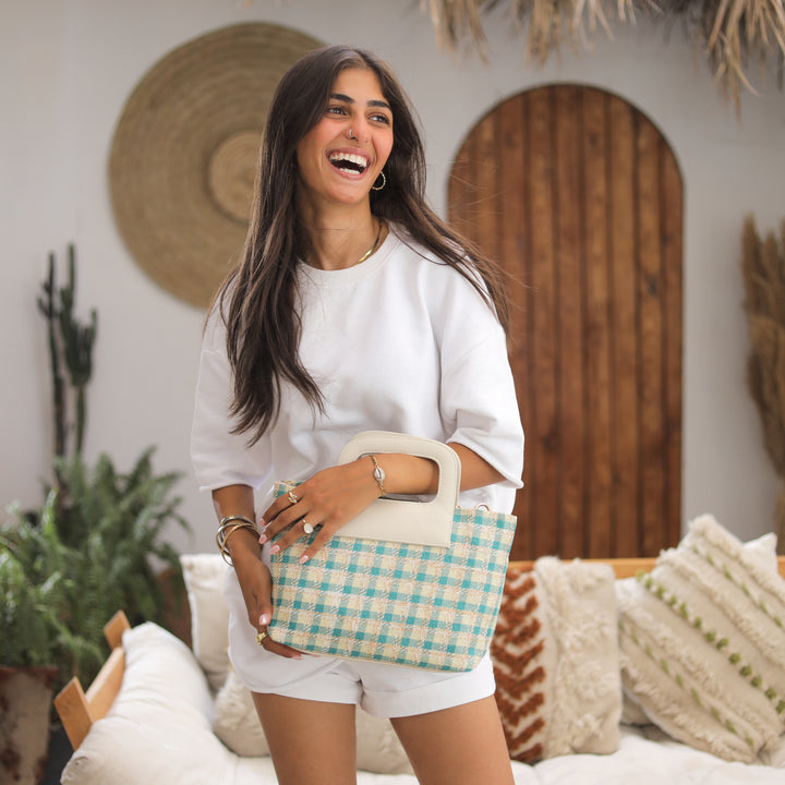 Beige Green Square Bag