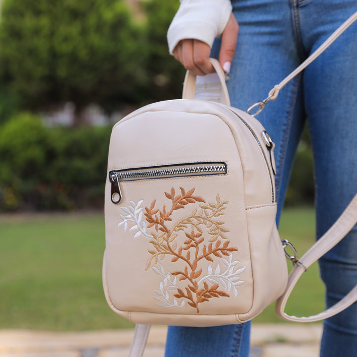 Beige Blossom Mini Backpack