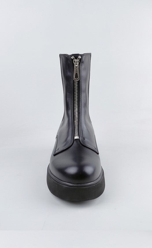 The Raven Chunky Front-Zip Combat Boots | Black