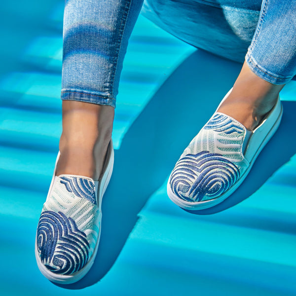 Sarmal | Spiraly Slip On Comfy Sneakers - Blue