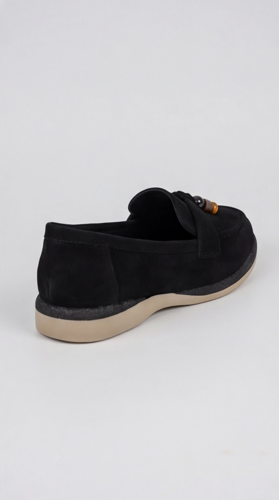 Black Suede Beaded Tassel Loafers