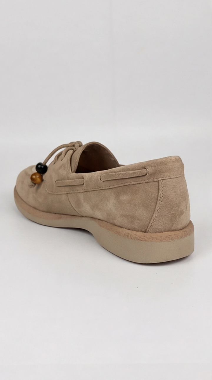 Sand Suede Beaded Lace Boat Shoes
