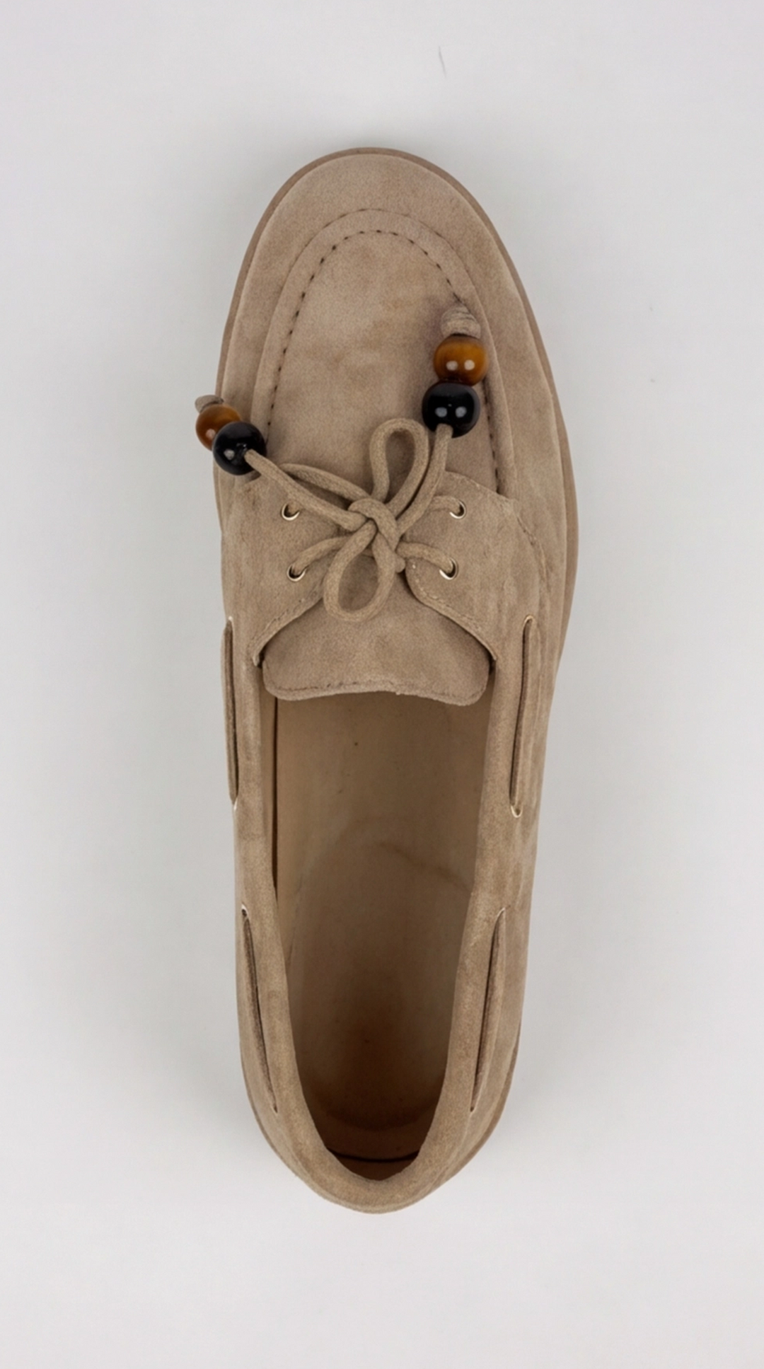 Sand Suede Beaded Lace Boat Shoes