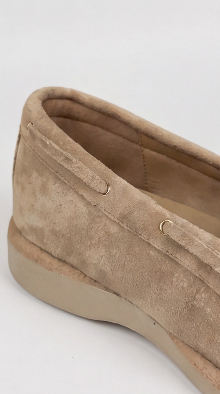 Sand Suede Beaded Lace Boat Shoes