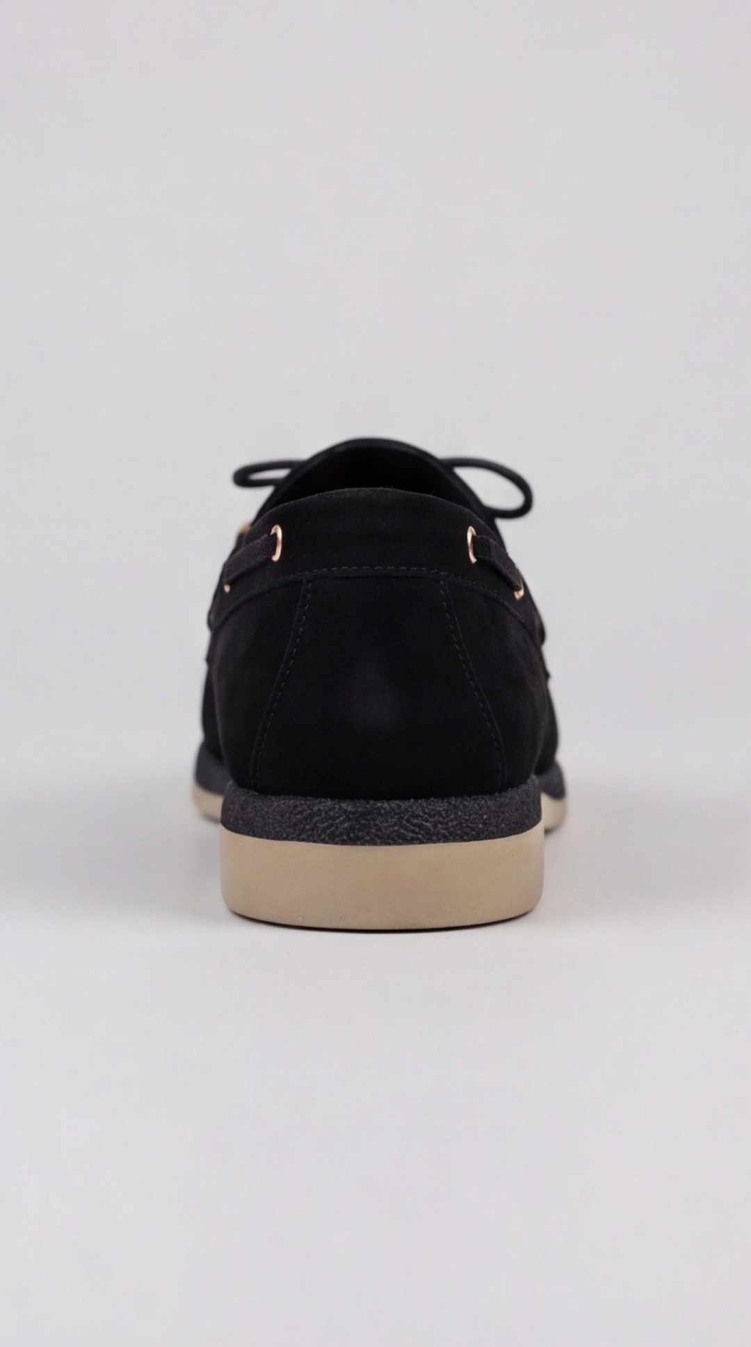 Black Suede Beaded Lace Boat Shoes