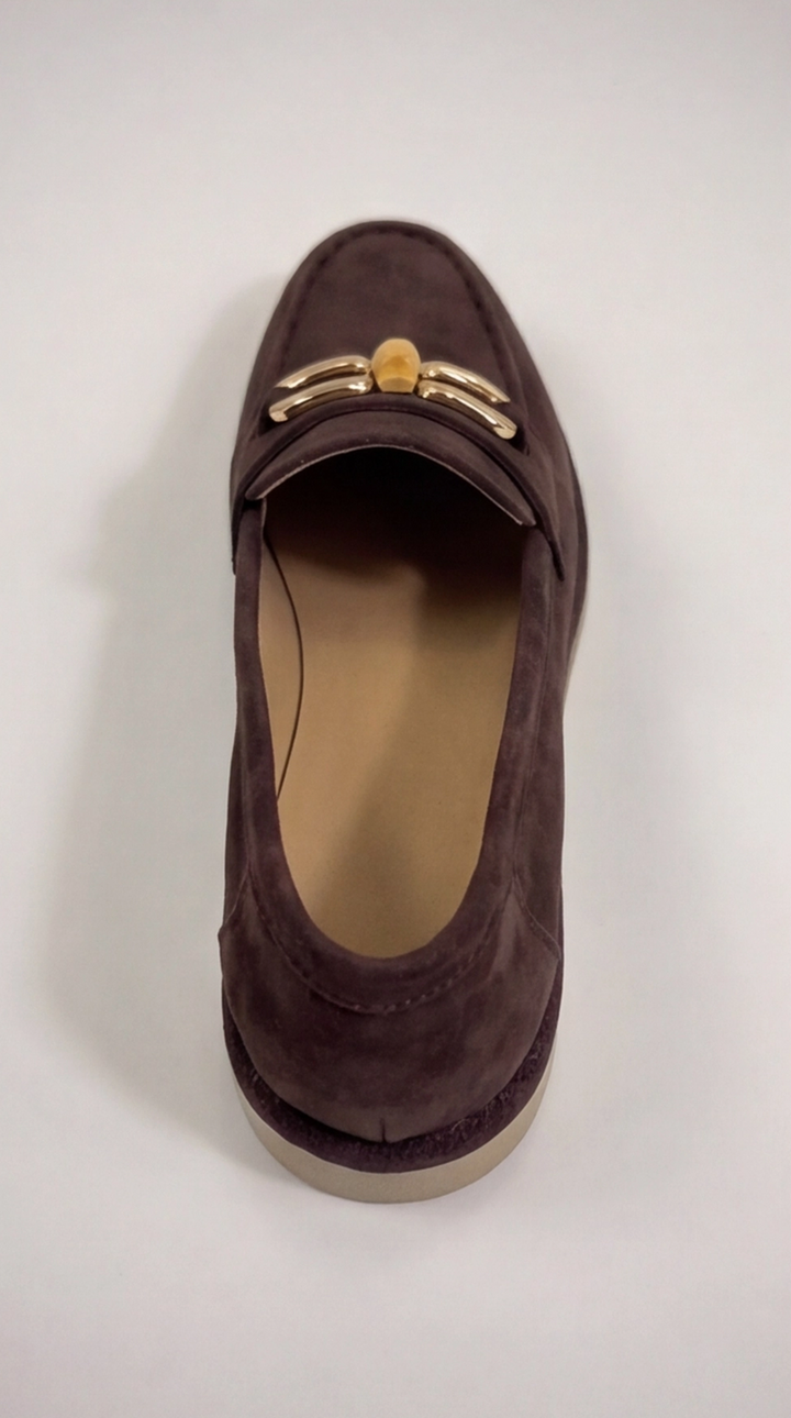 Dark Brown Suede Bamboo Horsebit Loafers