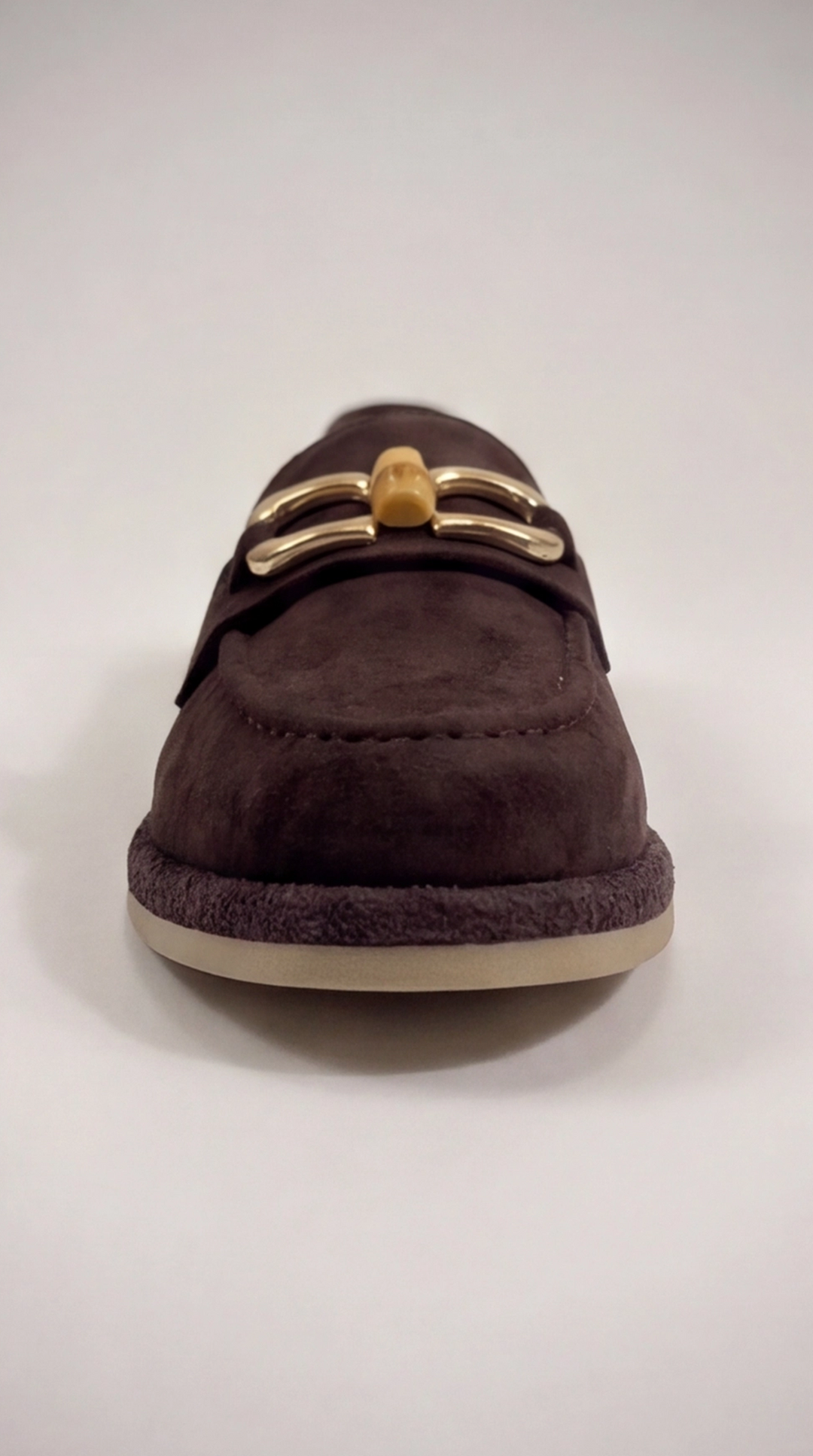 Dark Brown Suede Bamboo Horsebit Loafers