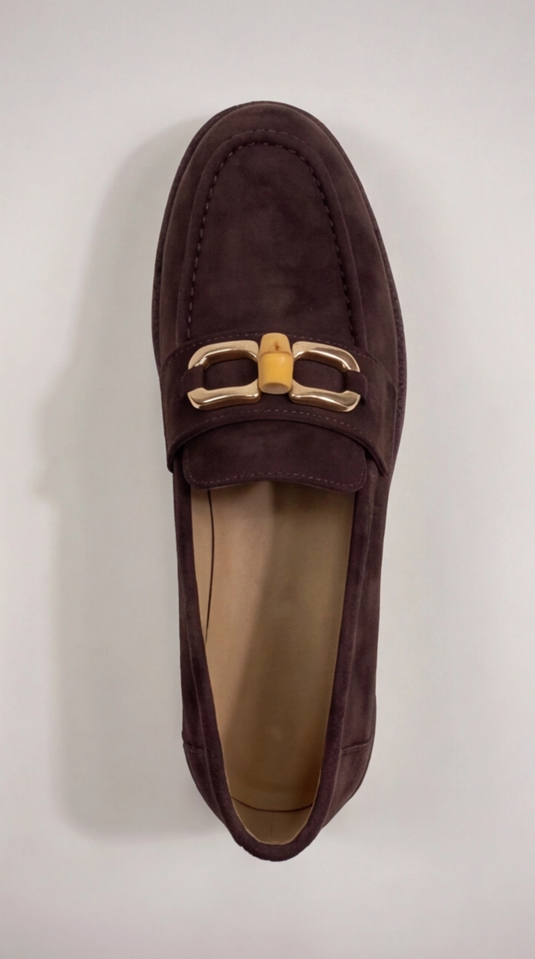 Dark Brown Suede Bamboo Horsebit Loafers