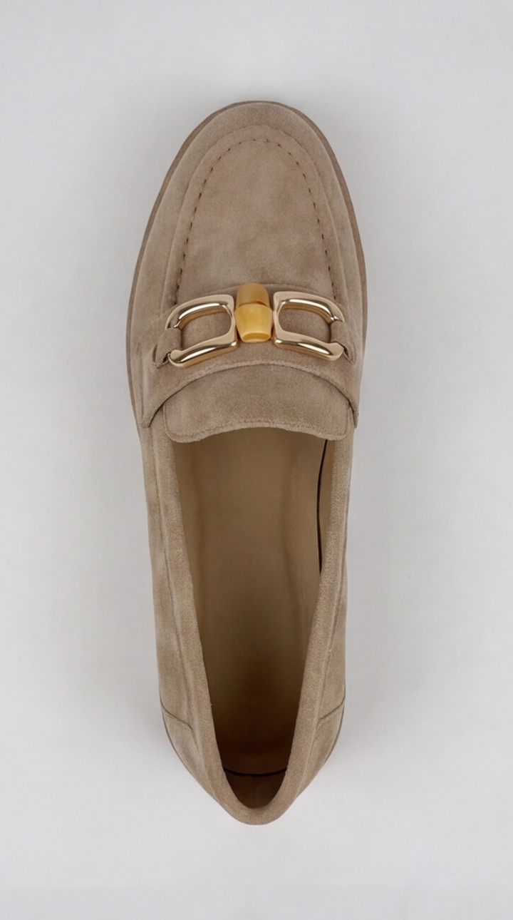 Sand Suede Bamboo Horsebit Loafers
