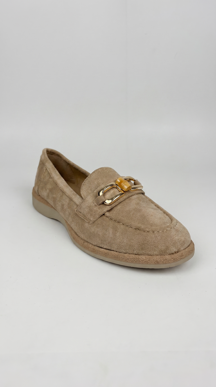 Sand Suede Bamboo Horsebit Loafers