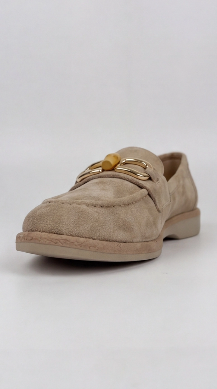 Sand Suede Bamboo Horsebit Loafers