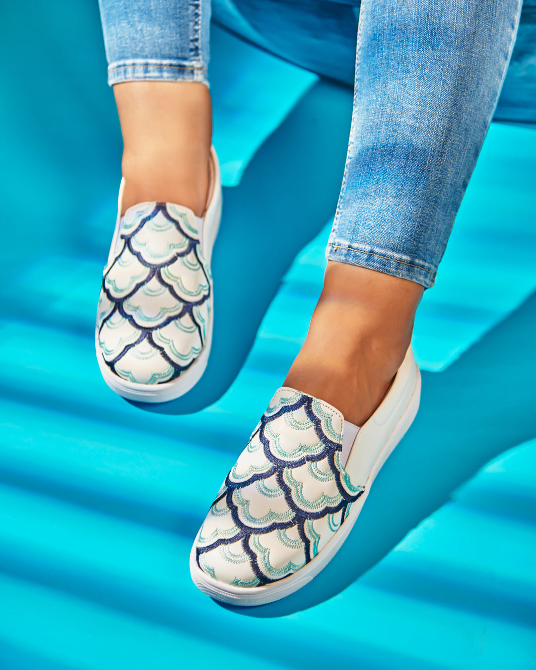 Sarmal | Pattern Slip On Comfy Sneakers - Blue